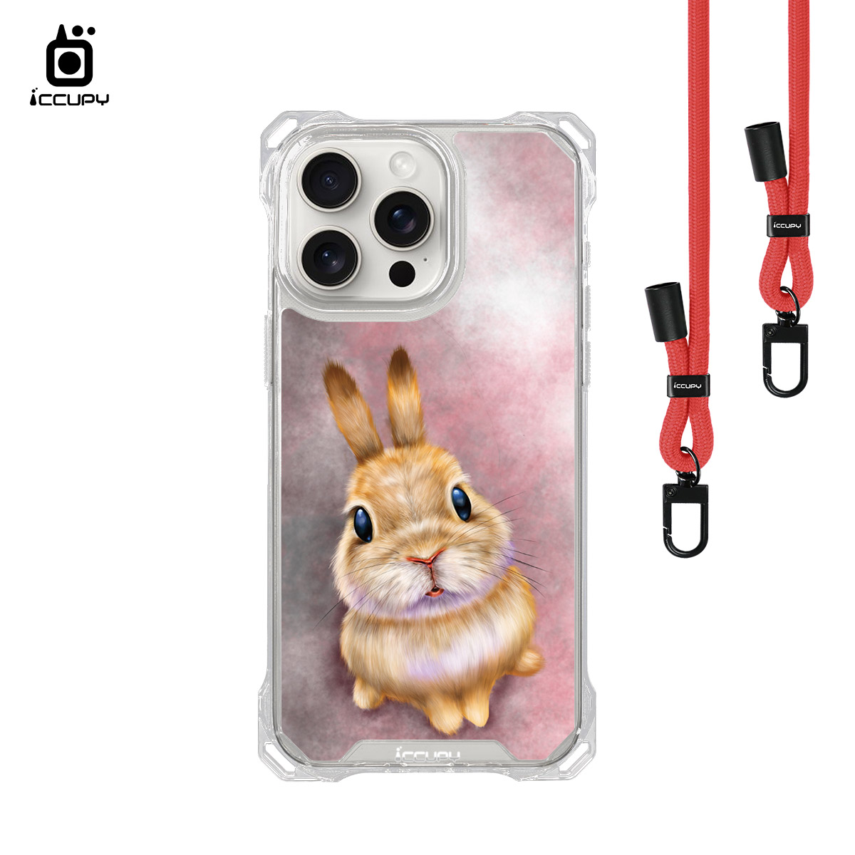 【Lin.mo里莫|RABBIT】iQ CASE角粒殼3.0背帶掛繩防摔殼 (支援MagSafe ) For iPhone 15 Pro Max-黑占iCCUPY