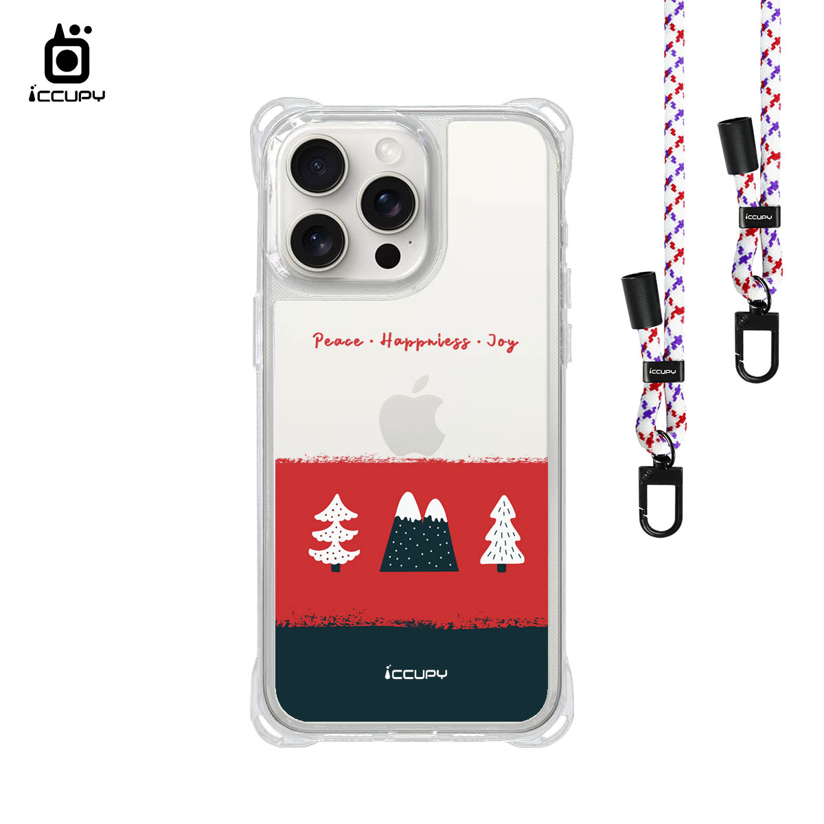 【聖誕下雪了】iQ CASE角粒殼3.0背帶掛繩防摔殼 For iPhone 15 Pro Max-黑占iCCUPY