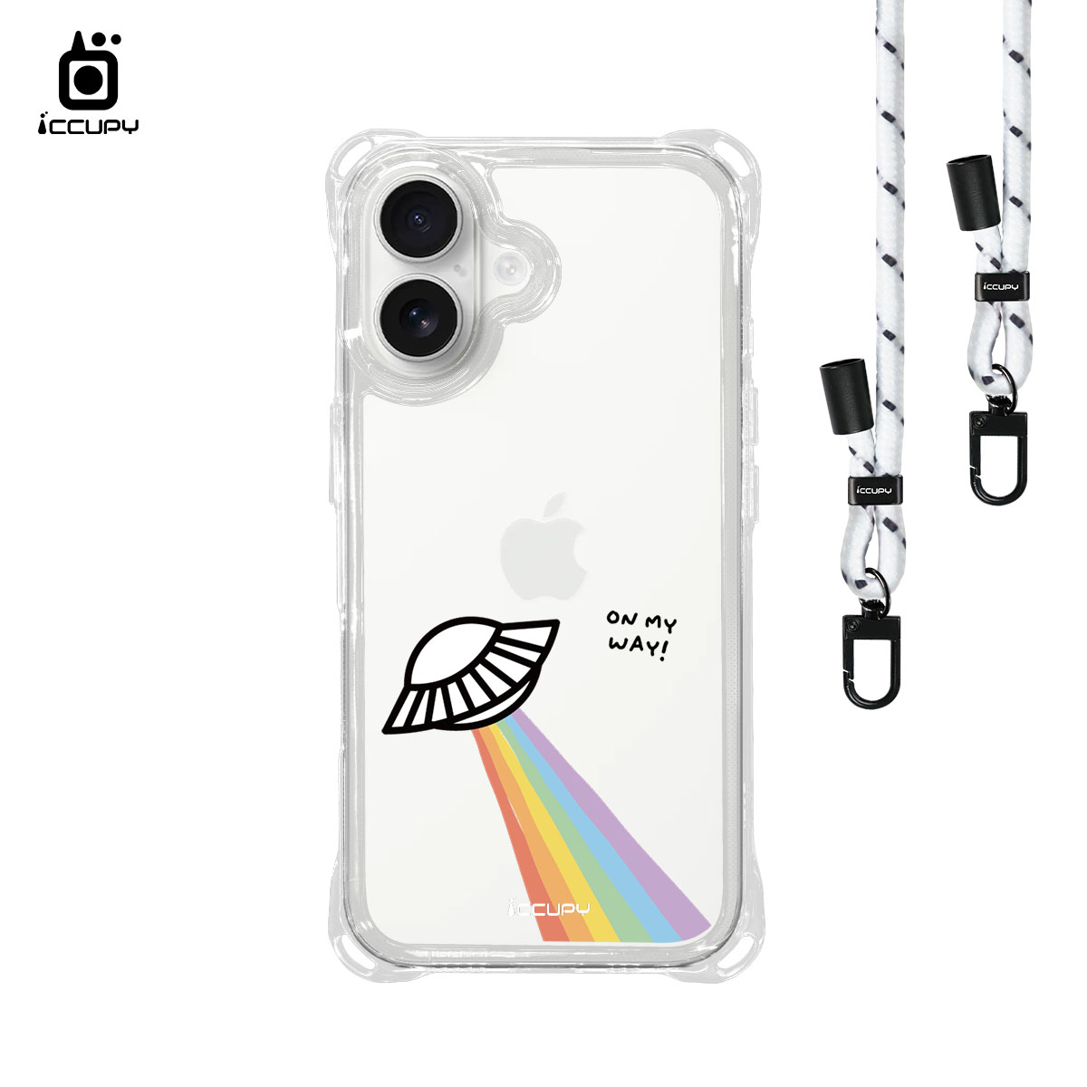 【LGBTQIA+🌈|LOVE UFO】iQ CASE角粒殼3.0背帶掛繩防摔殼 For iPhone 16 -黑占iCCUPY