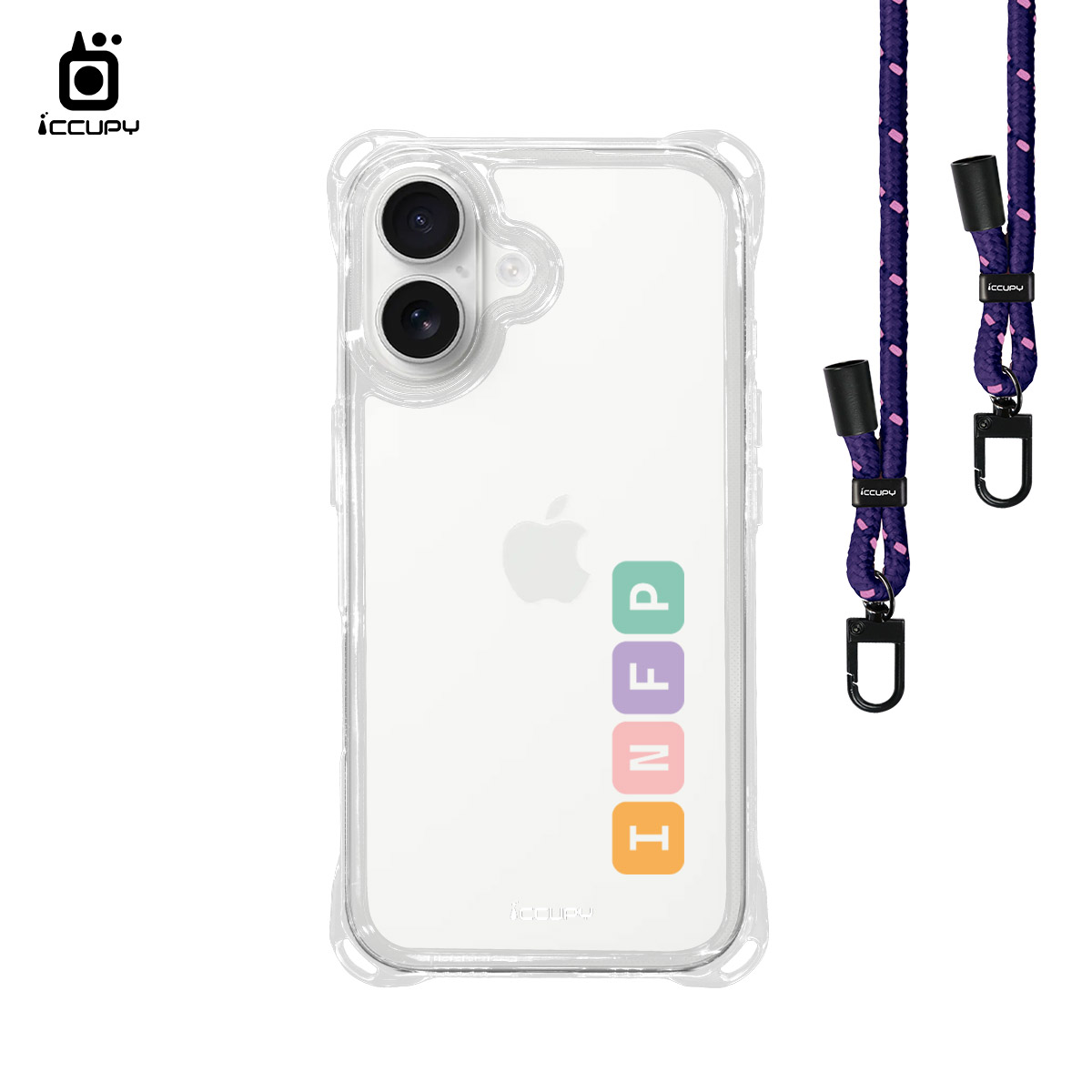 【MBTI|串珠系列-INFP 調停者】iQ CASE角粒殼3.0背帶掛繩防摔殼 For iPhone 16 -黑占iCCUPY
