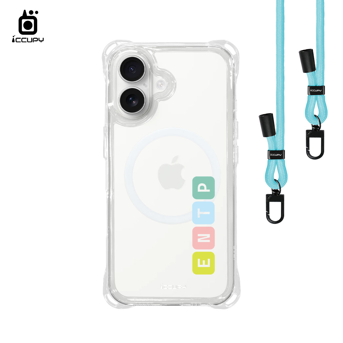 【MBTI|串珠系列-ENTP 評論家】iQ CASE角粒殼3.0背帶掛繩防摔殼 (支援MagSafe) For iPhone 16 -黑占iCCUPY