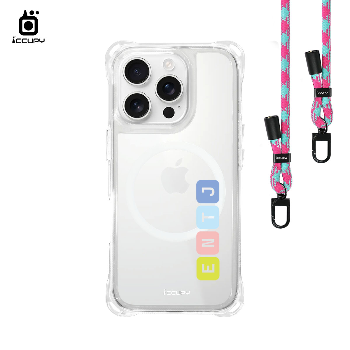 【MBTI|串珠系列-ENTJ 指揮官】iQ CASE角粒殼3.0背帶掛繩防摔殼 (支援MagSafe) For iPhone 16 Pro-黑占iCCUPY