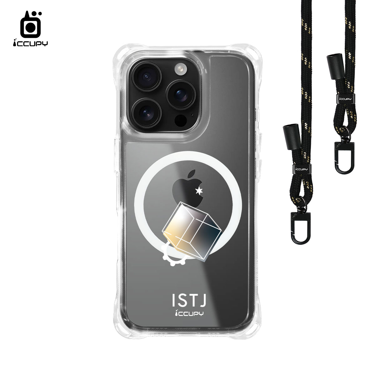 【MBTI|手繪系列-ISTJ 物流師(金屬)】iQ CASE角粒殼3.0背帶掛繩防摔殼 (支援MagSafe) For iPhone 16 Pro-黑占iCCUPY
