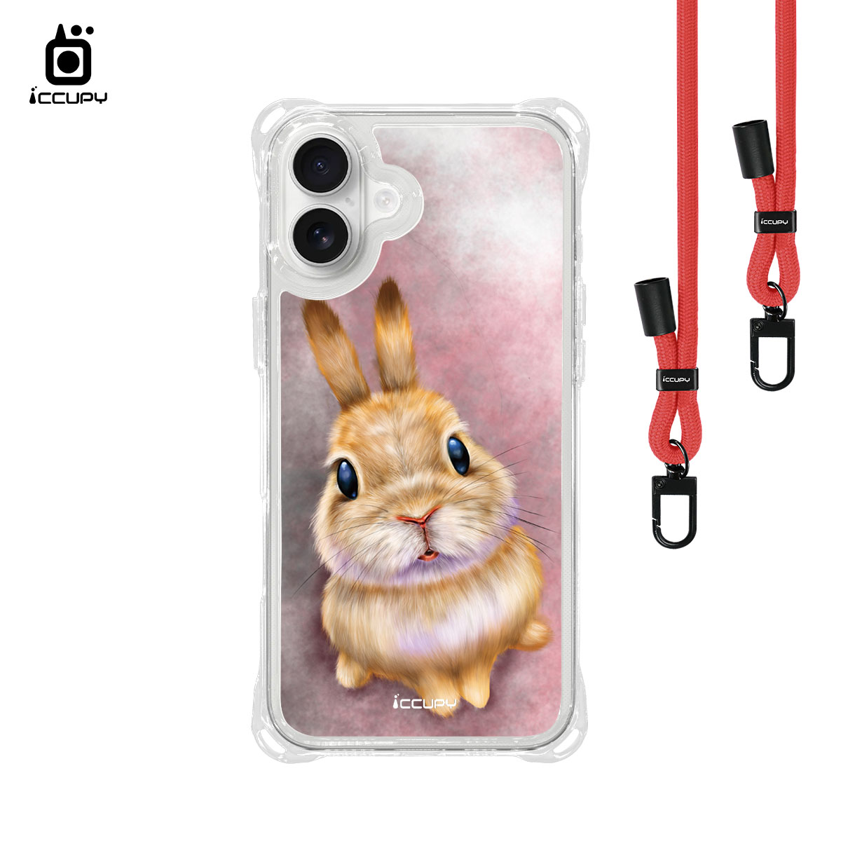 【Lin.mo里莫｜RABBIT】iQ CASE角粒殼3.0背帶掛繩防摔殼 For iPhone 16 Plus-黑占iCCUPY