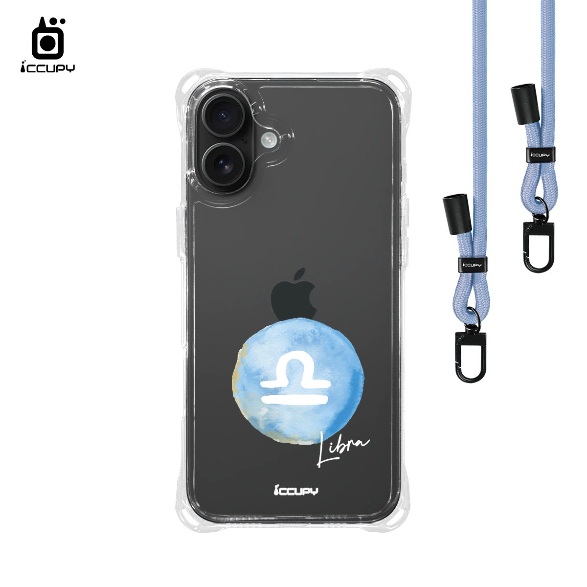 【封蠟-天秤座】iQ CASE角粒殼3.0背帶掛繩防摔殼 For iPhone 16 Plus-黑占iCCUPY