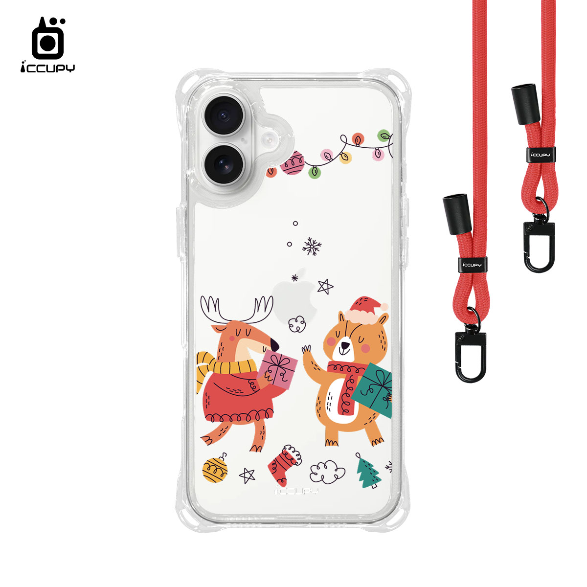【交換禮物】iQ CASE角粒殼3.0背帶掛繩防摔殼 For iPhone 16 Plus-黑占iCCUPY