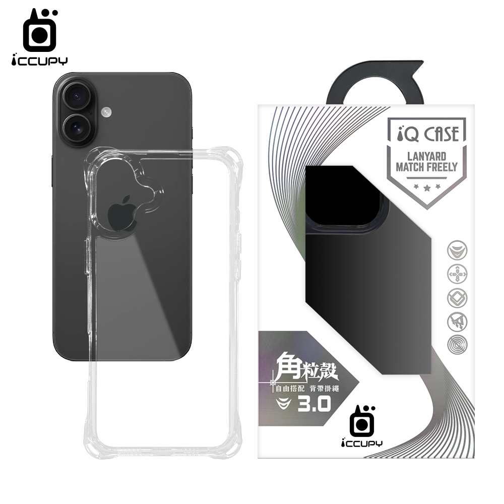 【透明】iQ CASE 角粒殼3.0背帶掛繩防摔殼 For Apple iPhone 16 Plus