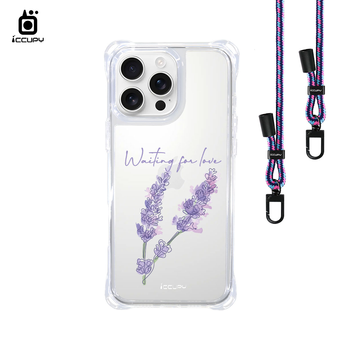 【薰衣草3】iQ CASE角粒殼3.0背帶掛繩防摔殼 For iPhone 16 Pro Max-黑占iCCUPY