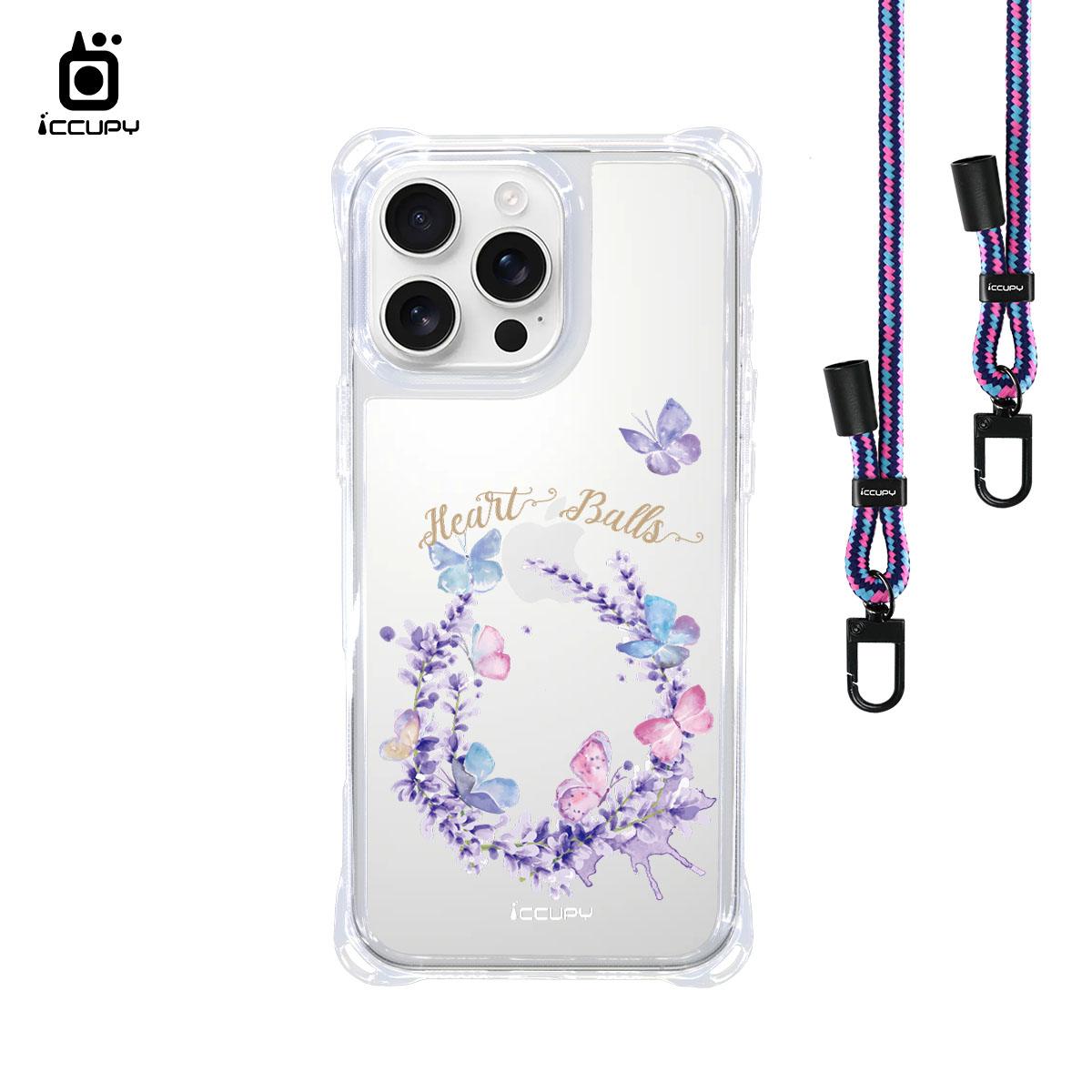 【薰衣草4】iQ CASE角粒殼3.0背帶掛繩防摔殼 For iPhone 16 Pro Max-黑占iCCUPY