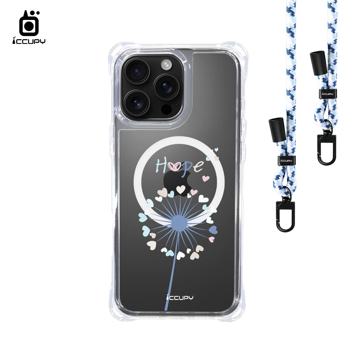 【蒲公英3A】iQ CASE角粒殼3.0背帶掛繩防摔殼 (支援MagSafe) For iPhone 16 Pro Max-黑占iCCUPY