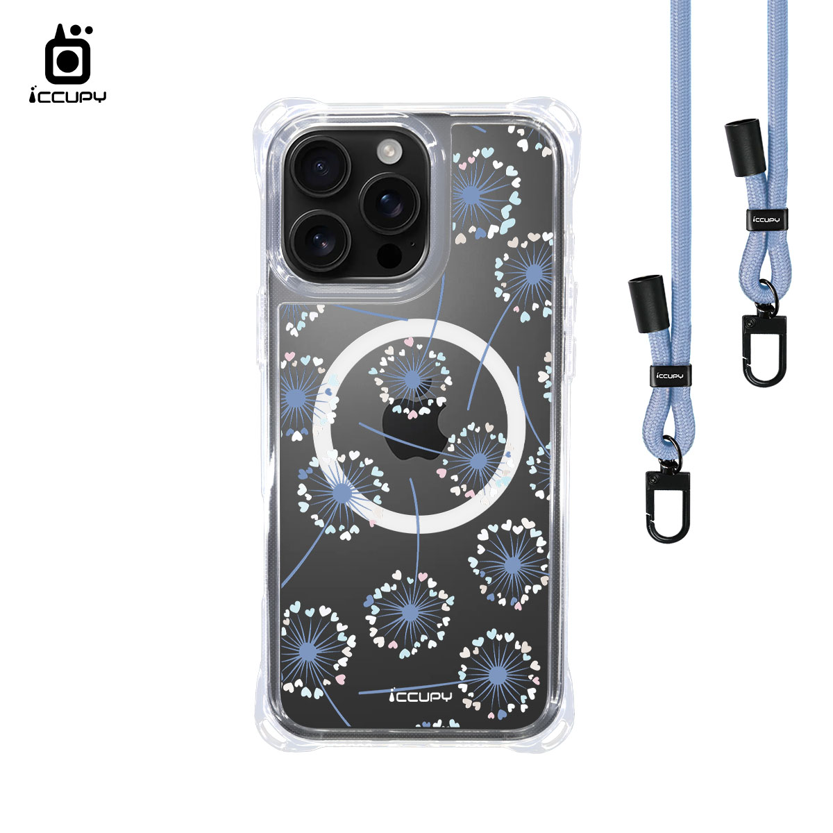 【蒲公英3B】iQ CASE角粒殼3.0背帶掛繩防摔殼 (支援MagSafe) For iPhone 16 Pro Max-黑占iCCUPY