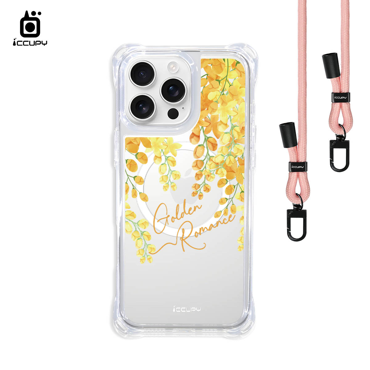 【阿勃勒6】iQ CASE角粒殼3.0背帶掛繩防摔殼 (支援MagSafe) For iPhone 16 Pro Max-黑占iCCUPY