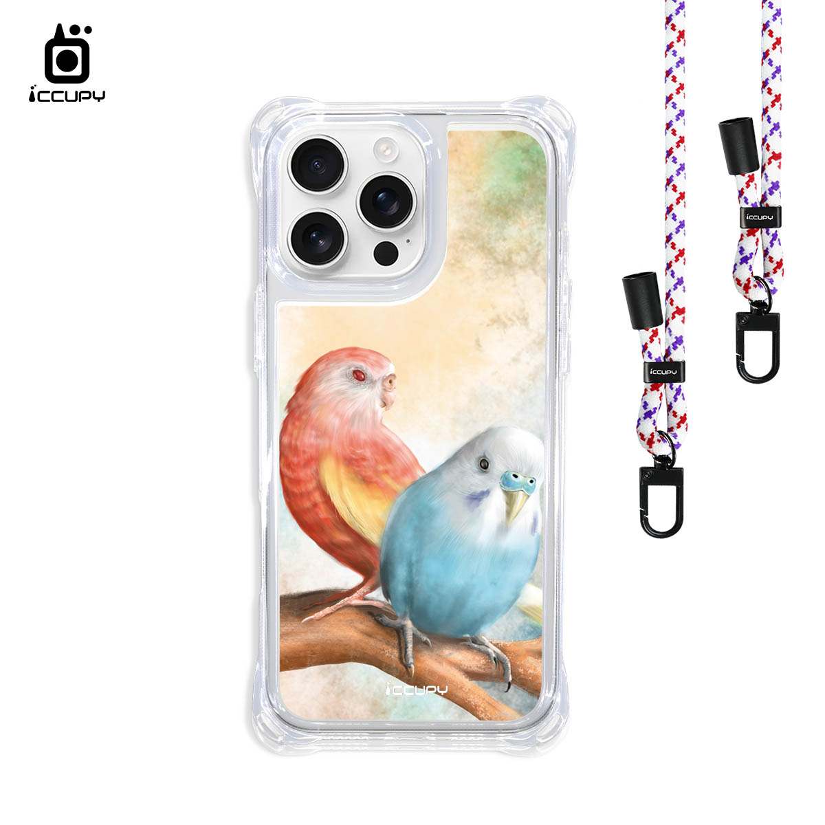 【Lin.mo里莫|PARROT】iQ CASE角粒殼3.0背帶掛繩防摔殼 (支援MagSafe ) For iPhone 16 Pro Max-黑占iCCUPY