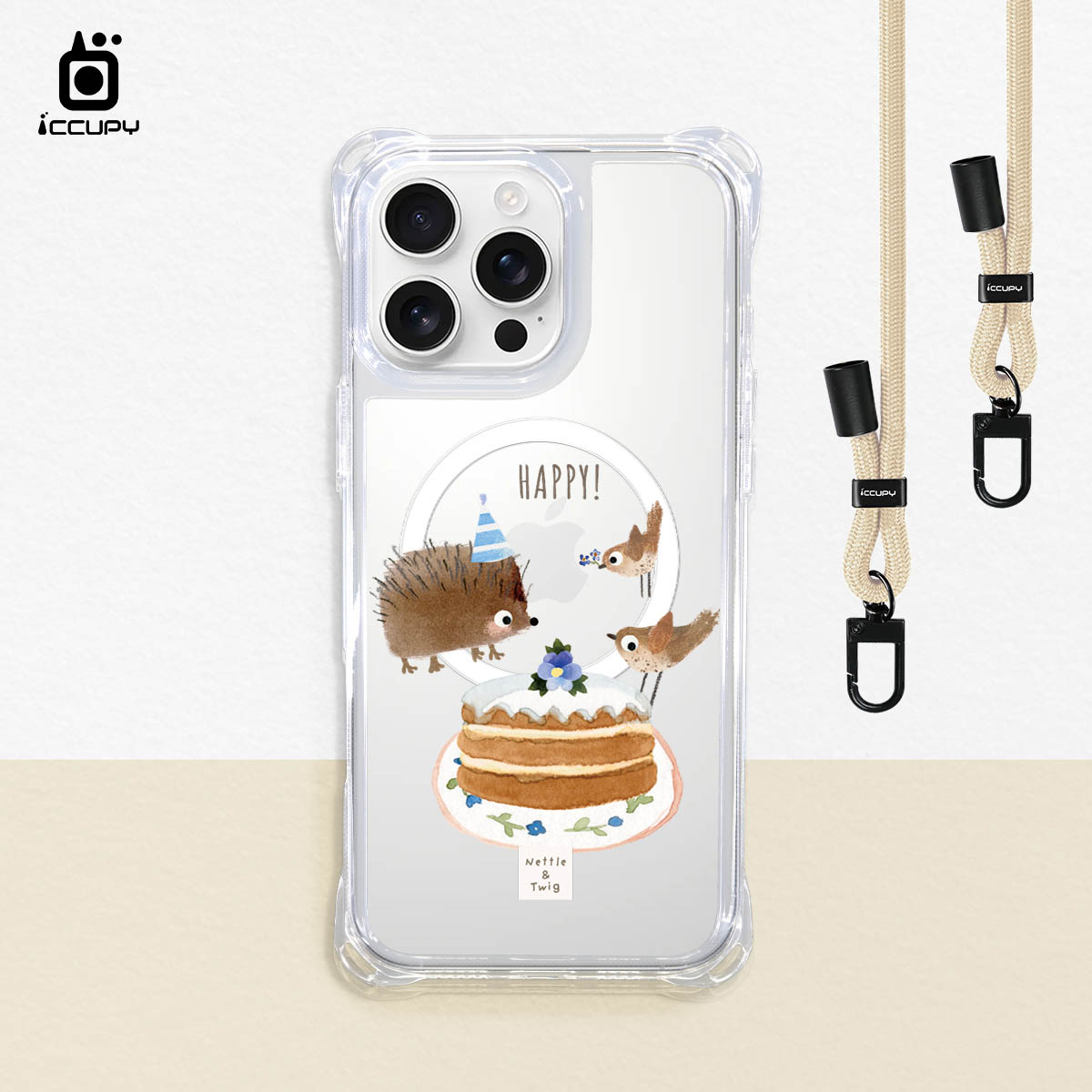 【森森物語｜點心時光】iQ CASE角粒殼3.0背帶掛繩防摔殼 (支援MagSafe)For iPhone 16 Pro Max-黑占iCCUPY