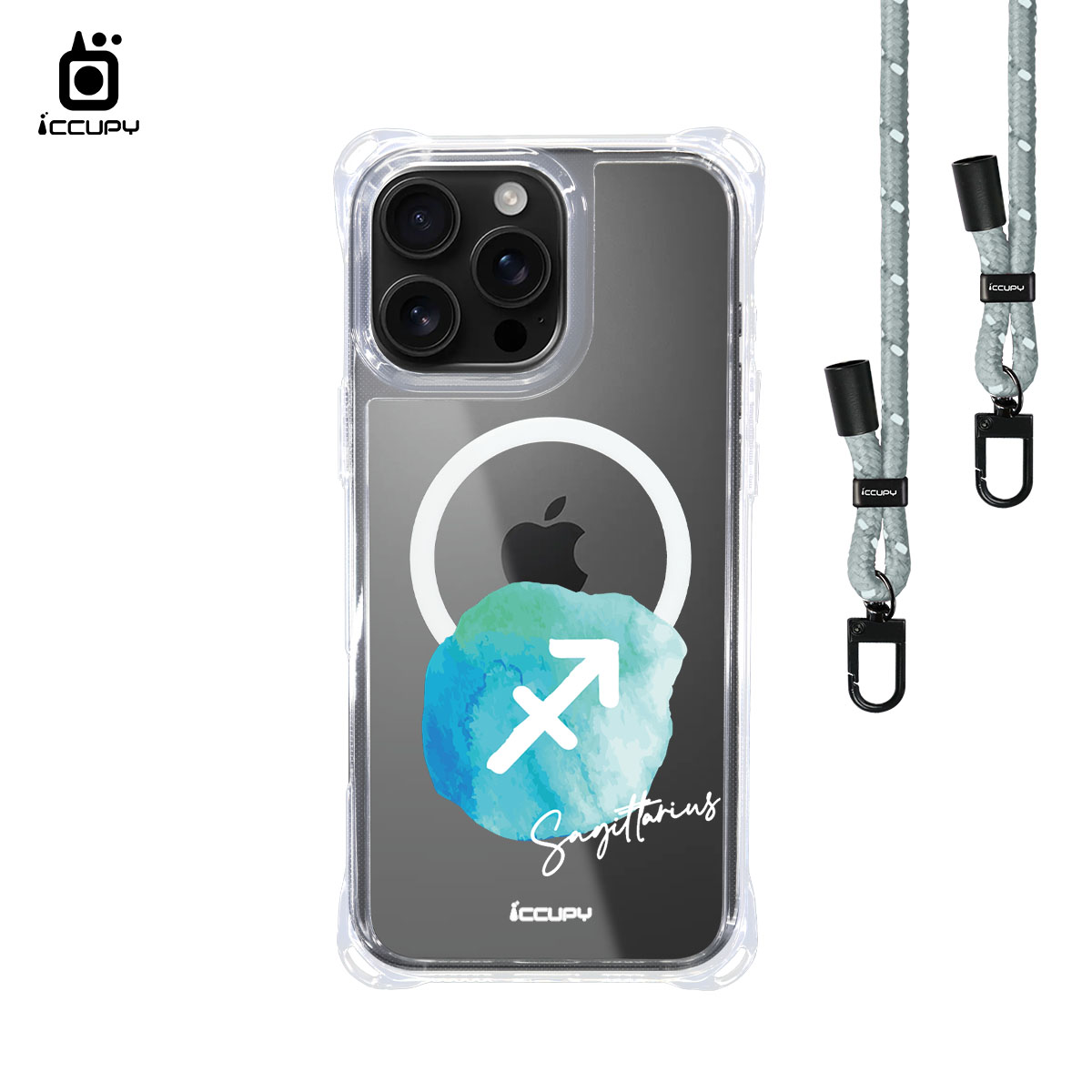 【封蠟-射手座】iQ CASE角粒殼3.0背帶掛繩防摔殼 (支援MagSafe) For iPhone 16 Pro Max-黑占iCCUPY