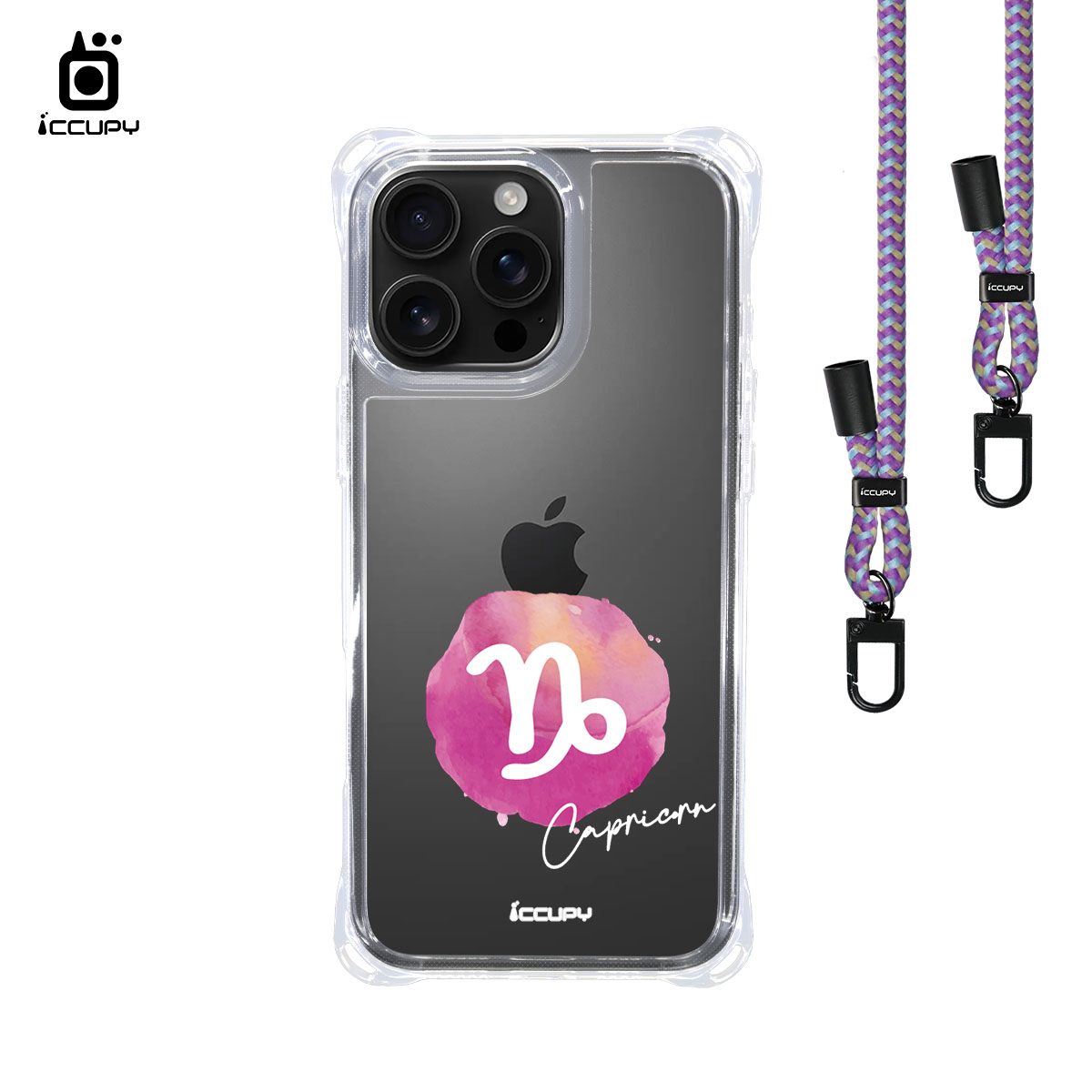【封蠟-魔羯座】iQ CASE角粒殼3.0背帶掛繩防摔殼 For iPhone 16 Pro Max-黑占iCCUPY