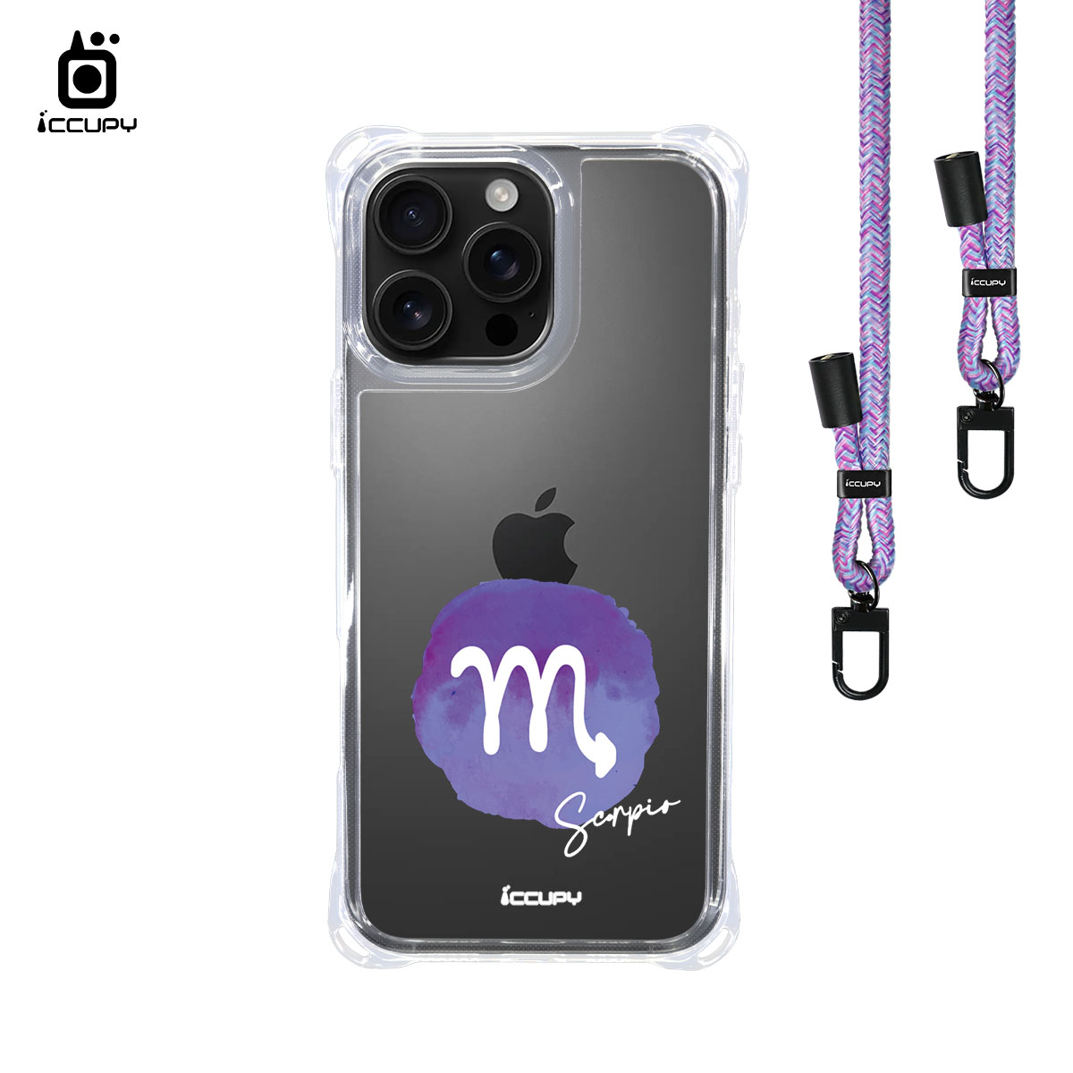 【封蠟-天蠍座】iQ CASE角粒殼3.0背帶掛繩防摔殼 For iPhone 16 Pro Max-黑占iCCUPY