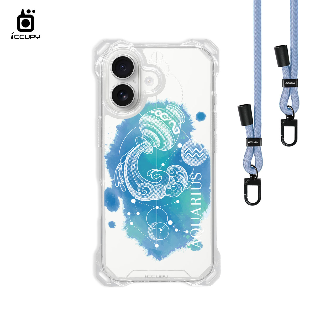 【蒼穹-水瓶座】iQ CASE角粒殼3.0背帶掛繩防摔殼 (支援MagSafe) For iPhone 17 -黑占iCCUPY