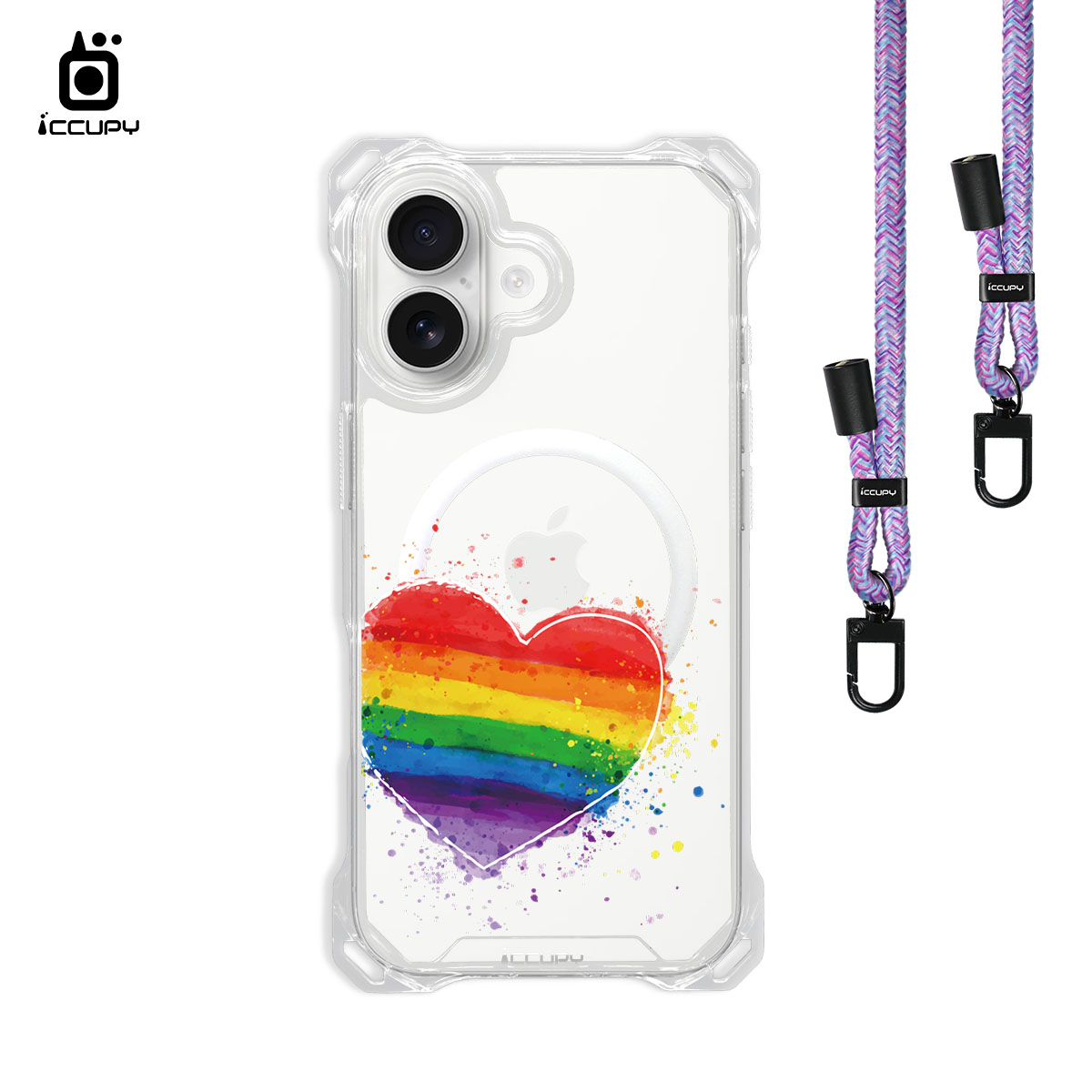 【LGBTQIA+🌈｜大方愛】iQ CASE角粒殼3.0背帶掛繩防摔殼 (支援MagSafe)  For iPhone 17 -黑占iCCUPY