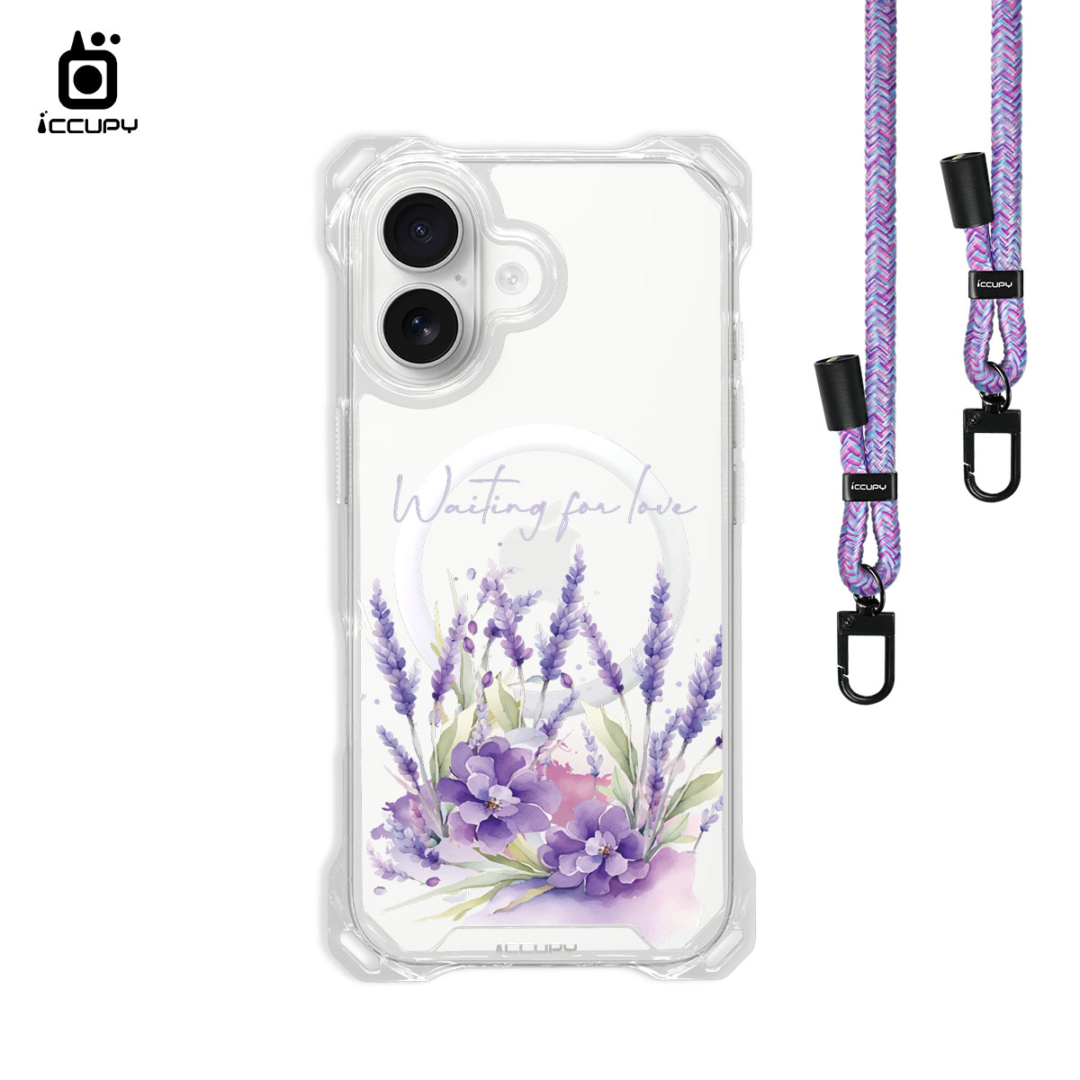 【薰衣草2】iQ CASE角粒殼3.0背帶掛繩防摔殼 (支援MagSafe) For iPhone 17-黑占iCCUPY