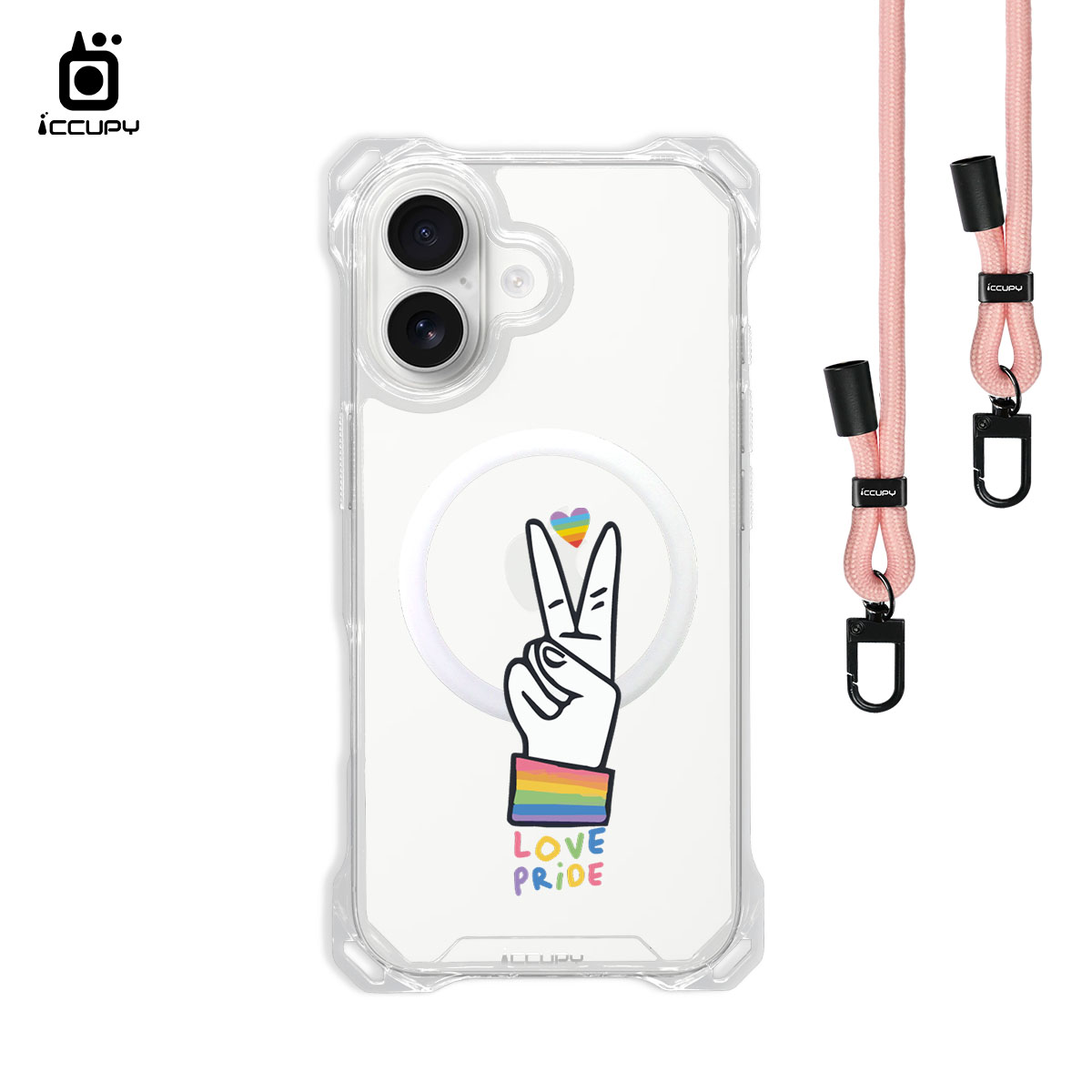 【LGBTQIA+🌈|愛啾勝利】iQ CASE角粒殼3.0背帶掛繩防摔殼 (支援MagSafe)  For iPhone 17 -黑占iCCUPY