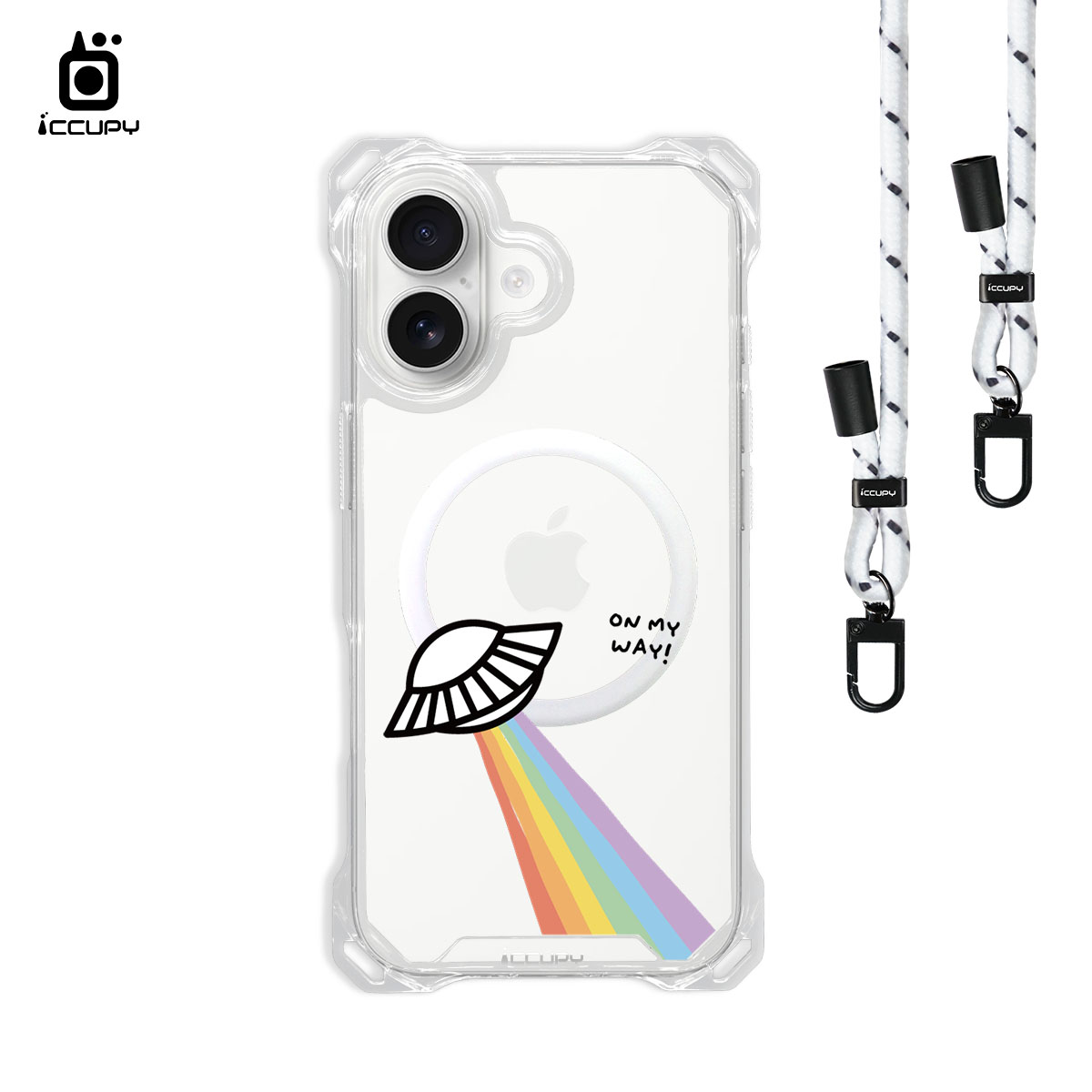 【LGBTQIA+🌈|LOVE UFO】iQ CASE角粒殼3.0背帶掛繩防摔殼 (支援MagSafe)  For iPhone 17 -黑占iCCUPY
