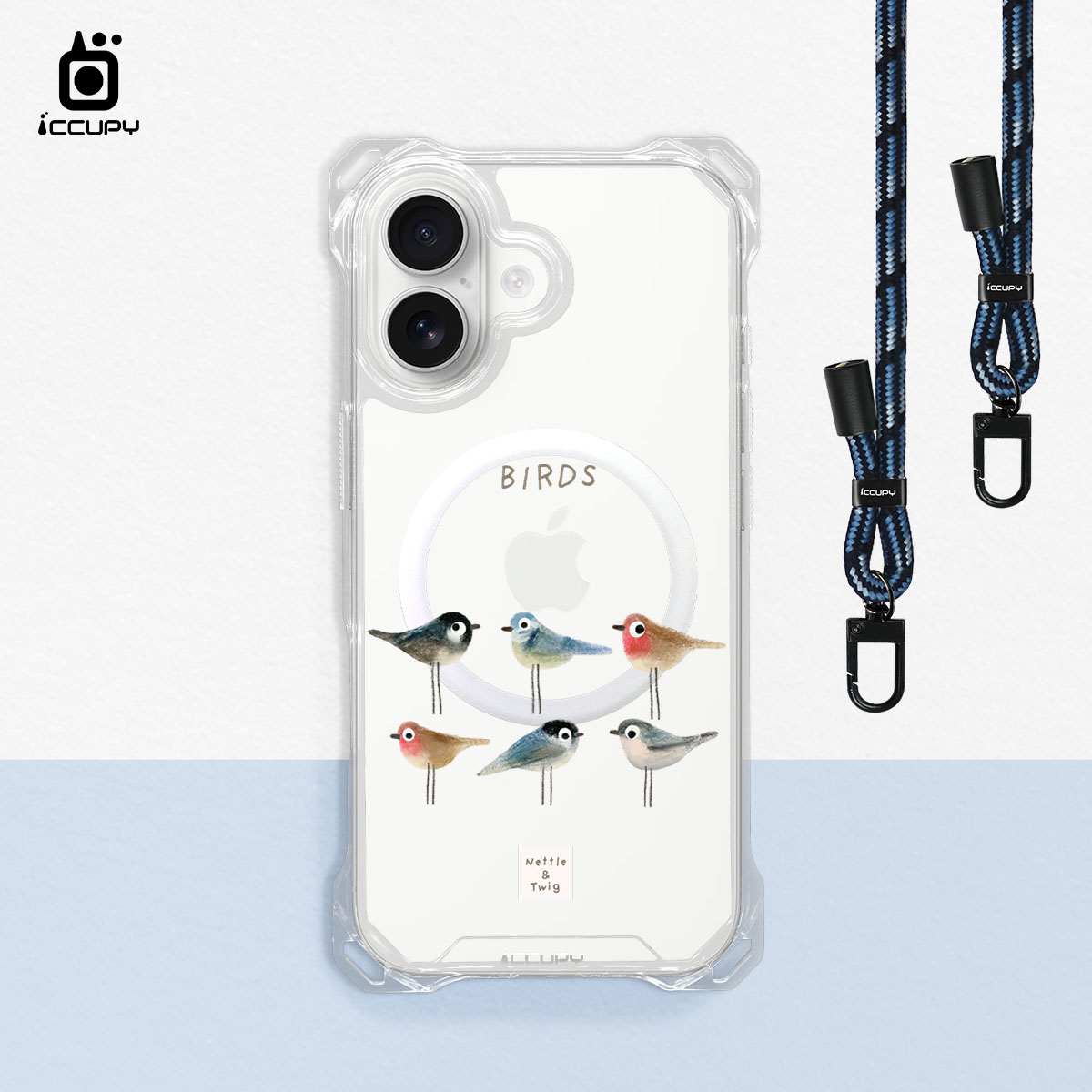 【森森物語｜鳥兒們】iQ CASE角粒殼3.0背帶掛繩防摔殼 (支援MagSafe) For iPhone 17-黑占iCCUPY