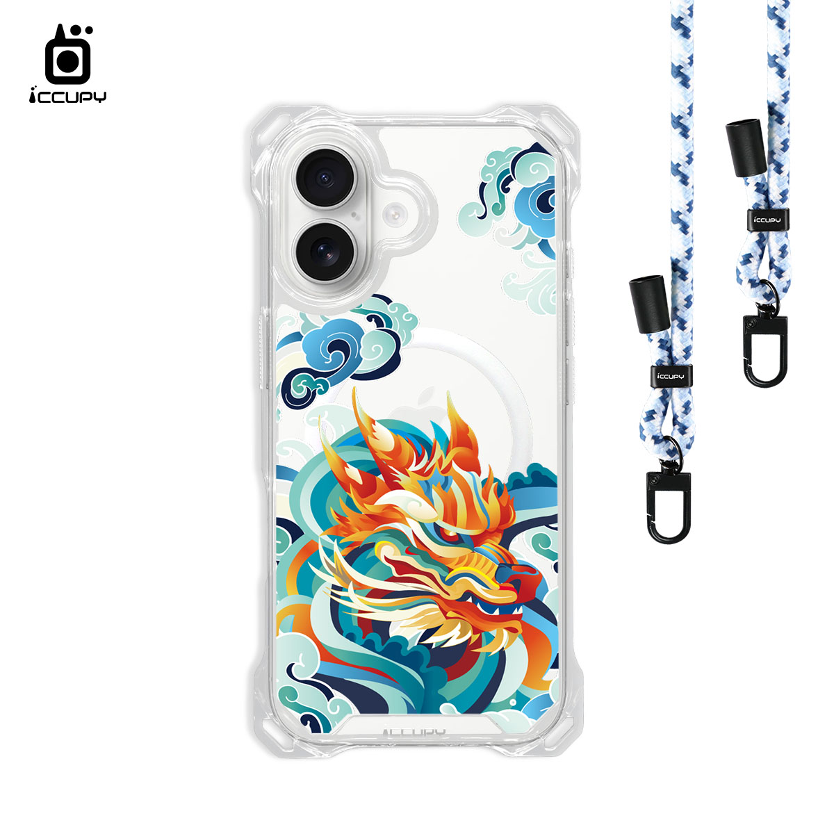 【龍騰四海】iQ CASE角粒殼3.0背帶掛繩防摔殼 (支援MagSafe )For iPhone 17 -黑占iCCUPY