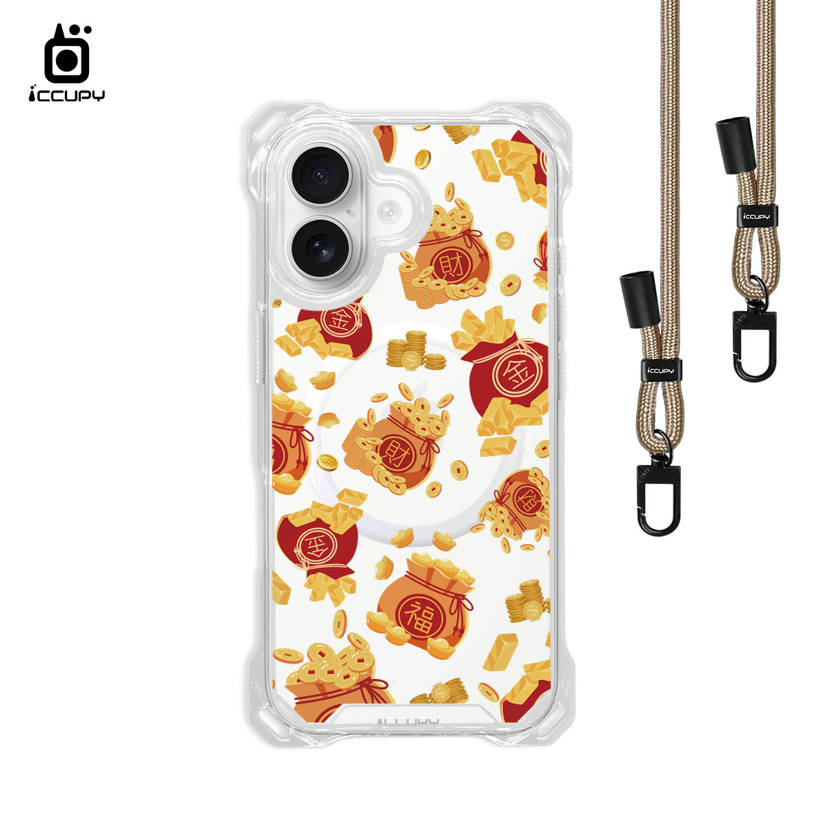 【日進斗金】iQ CASE角粒殼3.0背帶掛繩防摔殼 (支援MagSafe )For iPhone 17 -黑占iCCUPY