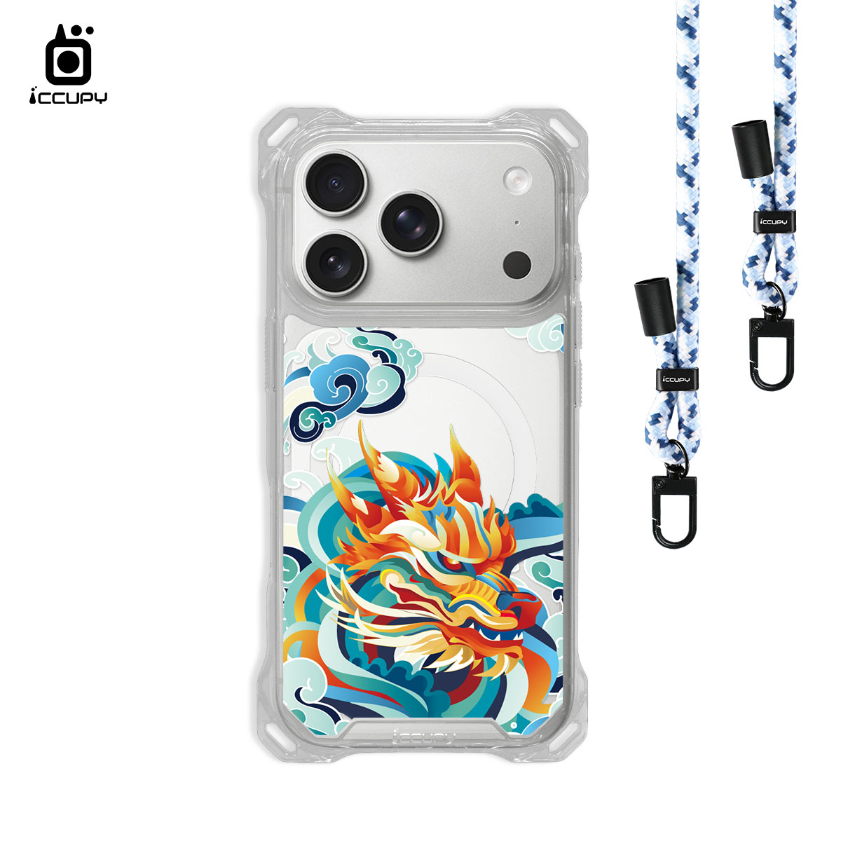 【龍騰四海】iQ CASE角粒殼3.0背帶掛繩防摔殼 (支援MagSafe )For iPhone 17 Pro-黑占iCCUPY