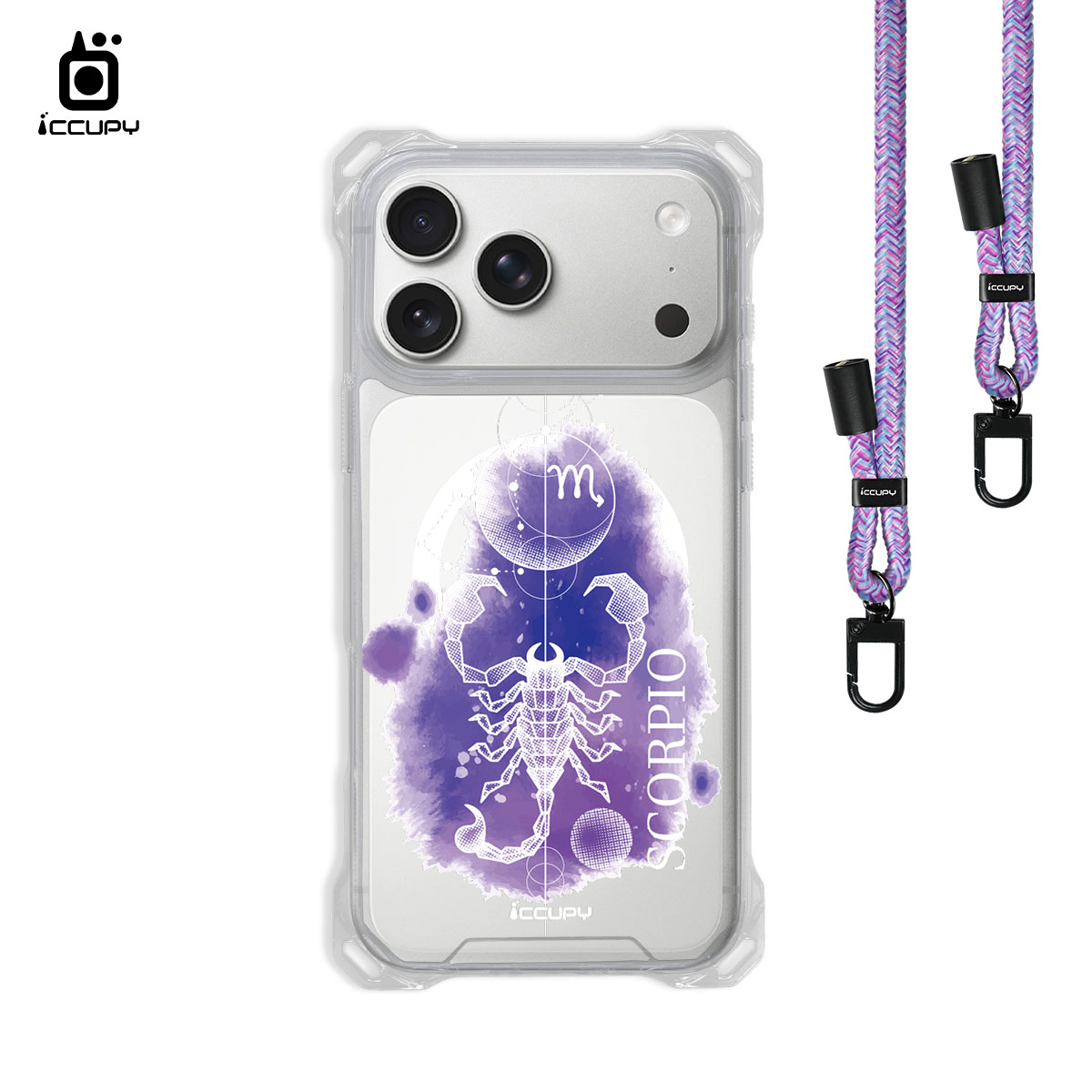 【蒼穹-天蠍座】iQ CASE角粒殼3.0背帶掛繩防摔殼 (支援MagSafe) For iPhone 17 Pro Max -黑占iCCUPY