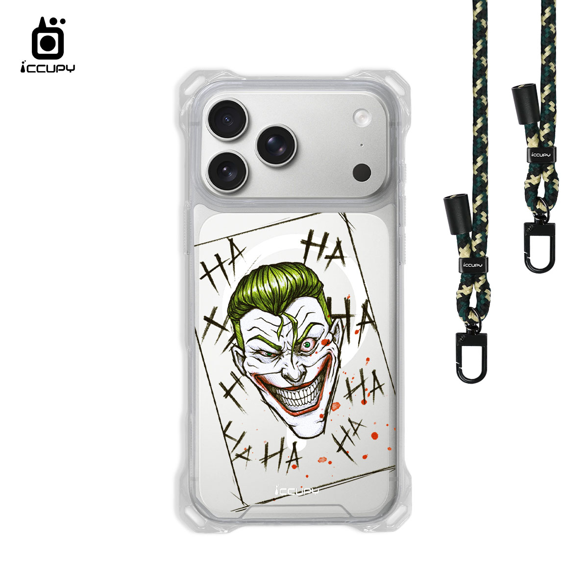 【淨恆HERMAN|小丑】iQ CASE角粒殼3.0背帶掛繩防摔殼 (支援MagSafe ) For iPhone 17 Pro Max-黑占iCCUPY