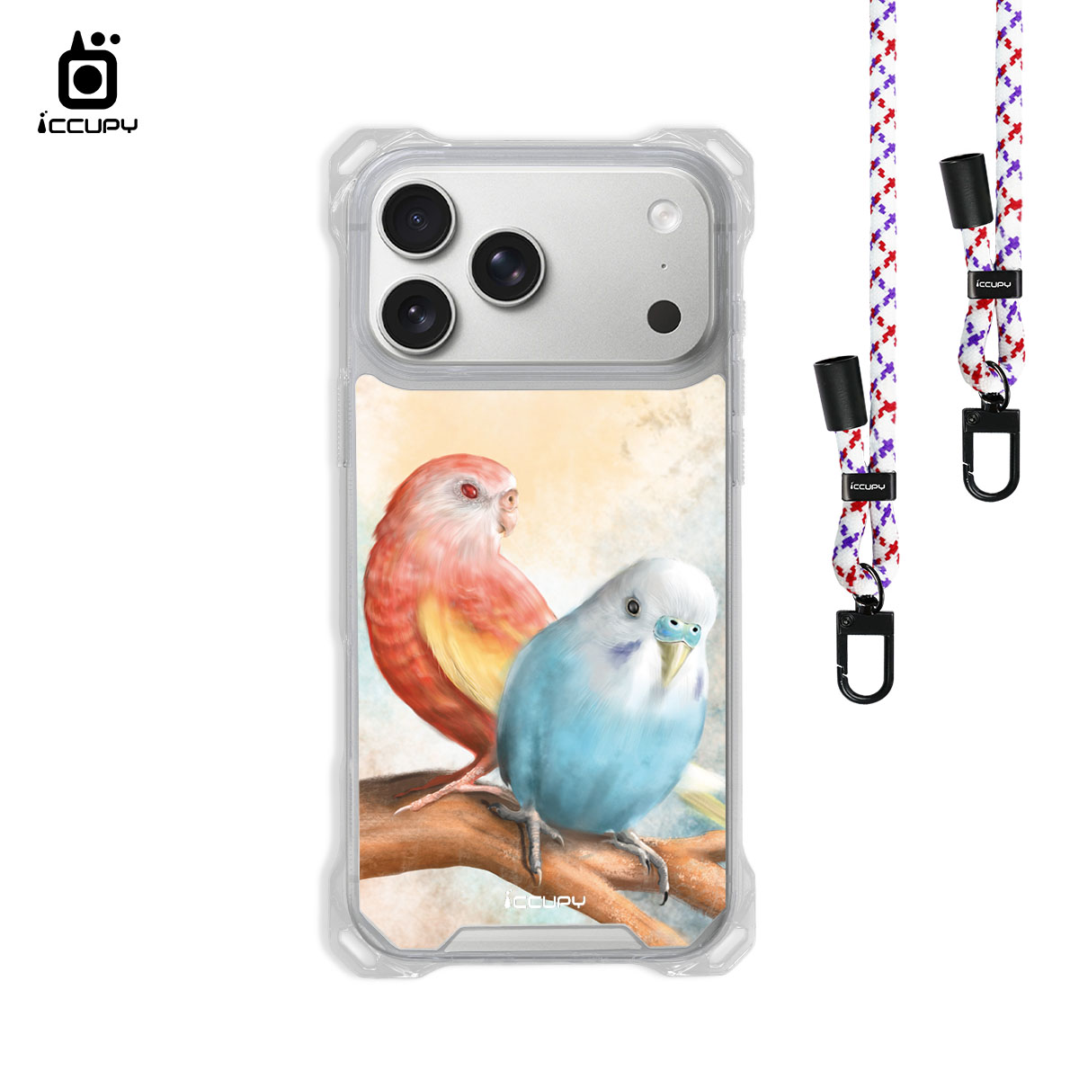 【Lin.mo里莫|PARROT】iQ CASE角粒殼3.0背帶掛繩防摔殼 (支援MagSafe ) For iPhone 17 Pro Max-黑占iCCUPY