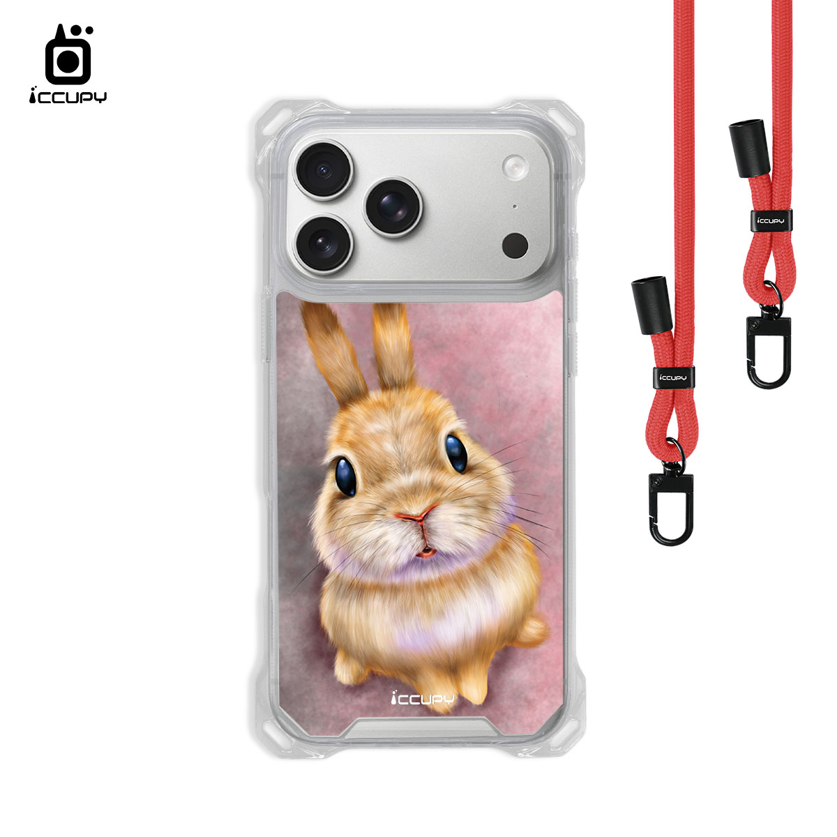 【Lin.mo里莫|RABBIT】iQ CASE角粒殼3.0背帶掛繩防摔殼 (支援MagSafe ) For iPhone 17 Pro Max-黑占iCCUPY