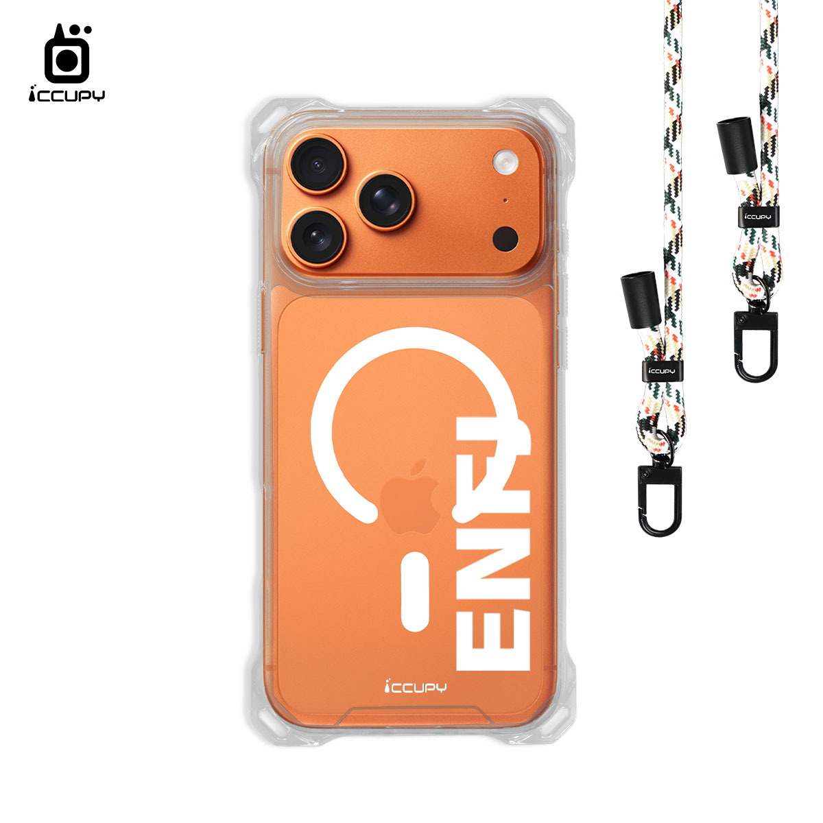 【MBTI|字母系列-ENFJ 主人公(白色)】iQ CASE角粒殼3.0背帶掛繩防摔殼 (支援MagSafe) For iPhone 17 Pro Max-黑占iCCUPY