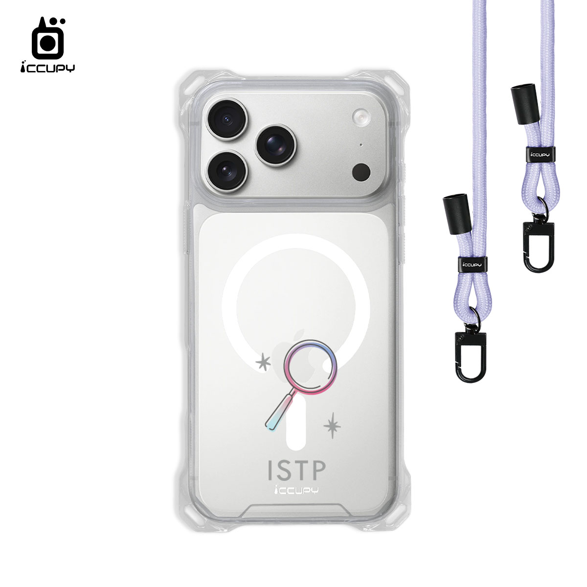 【MBTI|手繪系列-ISTP 鑑賞家(彩色)】iQ CASE角粒殼3.0背帶掛繩防摔殼 (支援MagSafe) For iPhone 17 Pro Max-黑占iCCUPY