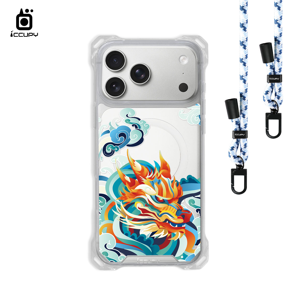 【龍騰四海】iQ CASE角粒殼3.0背帶掛繩防摔殼 (支援MagSafe )For iPhone 17 Pro Max-黑占iCCUPY