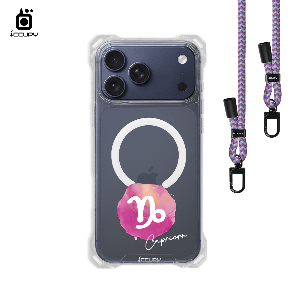 【封蠟-魔羯座】iQ CASE角粒殼3.0背帶掛繩防摔殼 (支援MagSafe) For iPhone 17 Pro Max -黑占iCCUPY