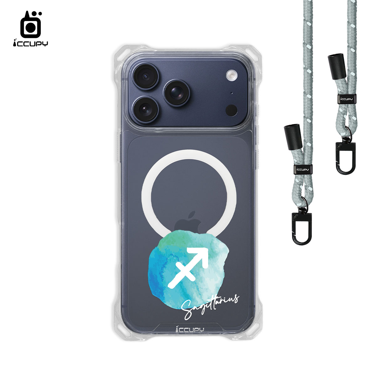 【封蠟-射手座】iQ CASE角粒殼3.0背帶掛繩防摔殼 (支援MagSafe) For iPhone 17 Pro Max -黑占iCCUPY