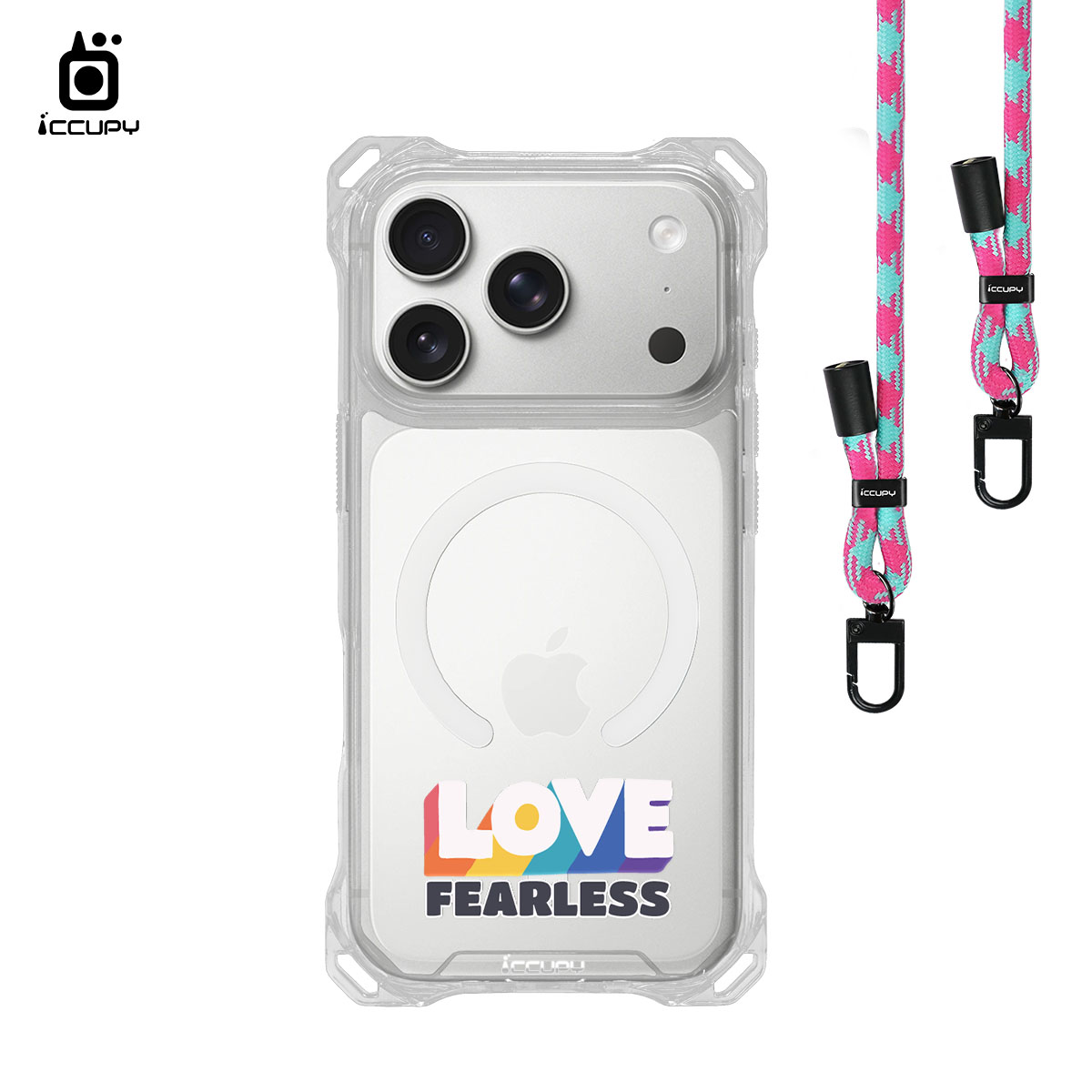 【LGBTQIA+🌈|勇敢愛】iQ CASE角粒殼3.0背帶掛繩防摔殼 (支援MagSafe) For iPhone 18 Pro -黑占iCCUPY