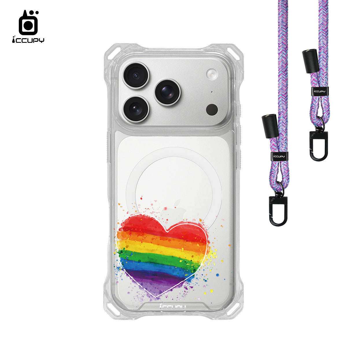 【LGBTQIA+🌈|大方愛】iQ CASE角粒殼3.0背帶掛繩防摔殼 (支援MagSafe) For iPhone 18 Pro -黑占iCCUPY