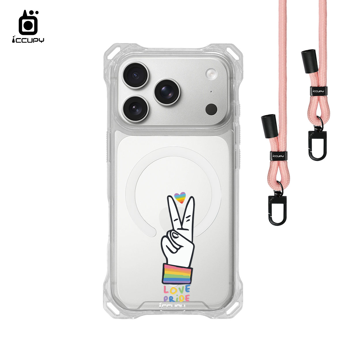 【LGBTQIA+🌈|愛啾勝利】iQ CASE角粒殼3.0背帶掛繩防摔殼 (支援MagSafe) For iPhone 18 Pro -黑占iCCUPY