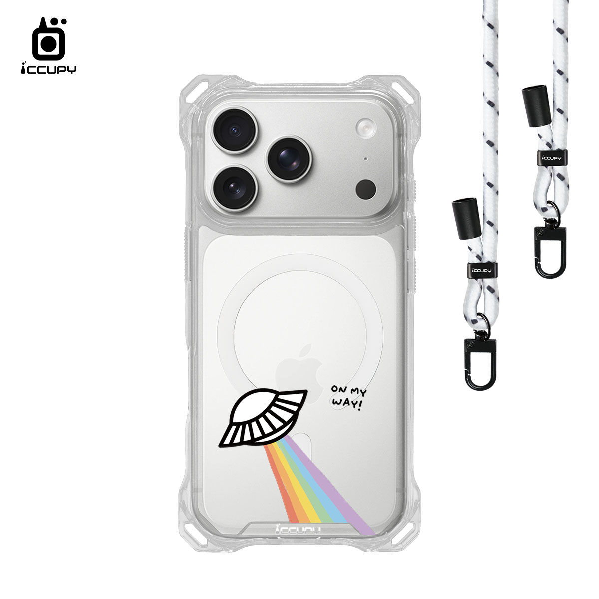 【LGBTQIA+🌈|LOVE UFO】iQ CASE角粒殼3.0背帶掛繩防摔殼 (支援MagSafe) For iPhone 18 Pro -黑占iCCUPY