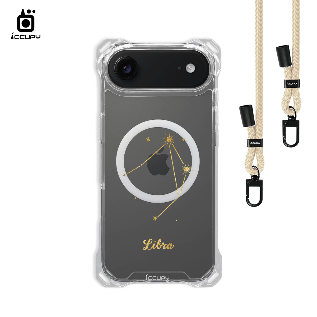 【星空-天秤座】iQ CASE角粒殼3.0背帶掛繩防摔殼 (支援MagSafe) For iPhone Air -黑占iCCUPY