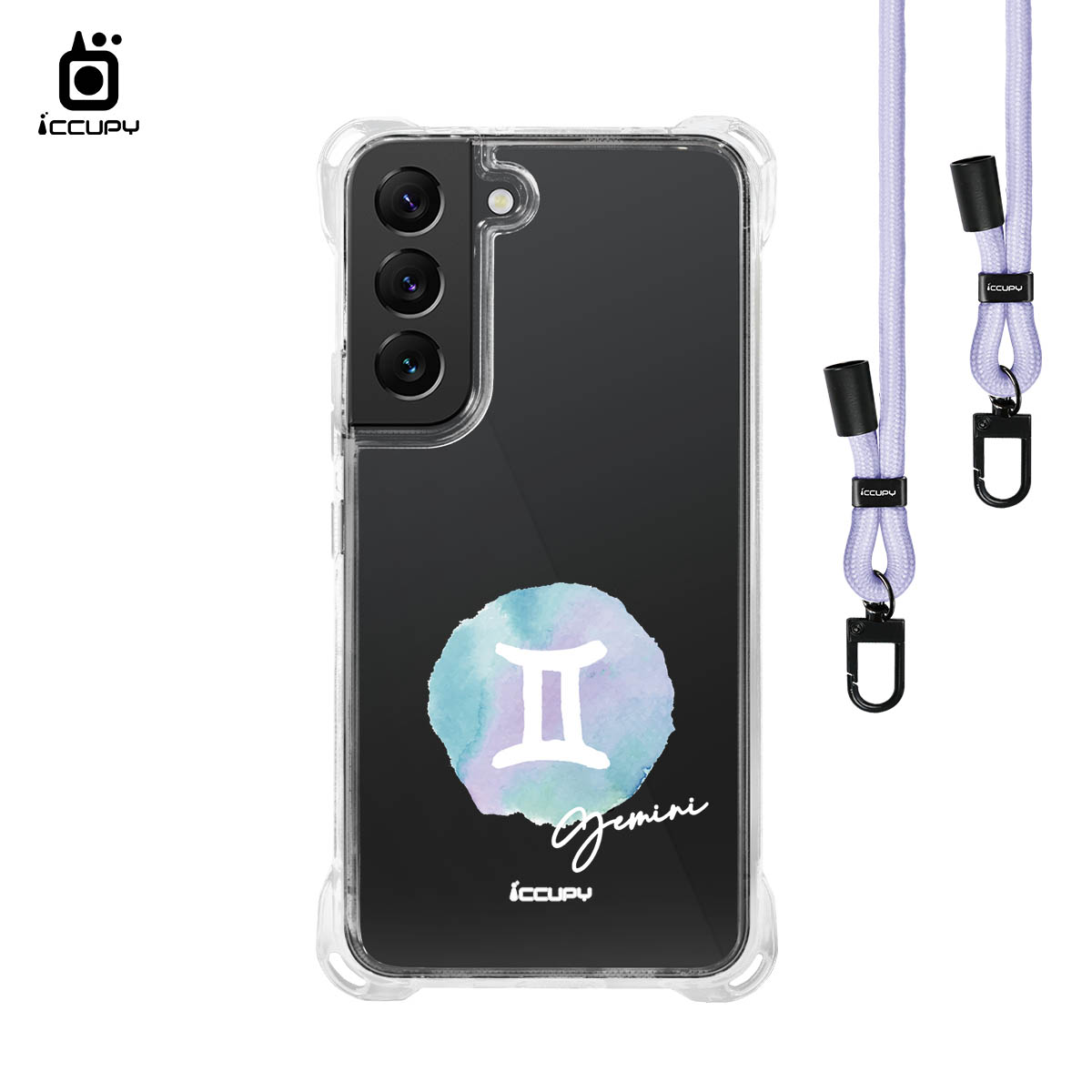 【封蠟-雙子座】iQ CASE角粒殼3.0背帶掛繩防摔殼 For SAMSUNG S22 -黑占iCCUPY
