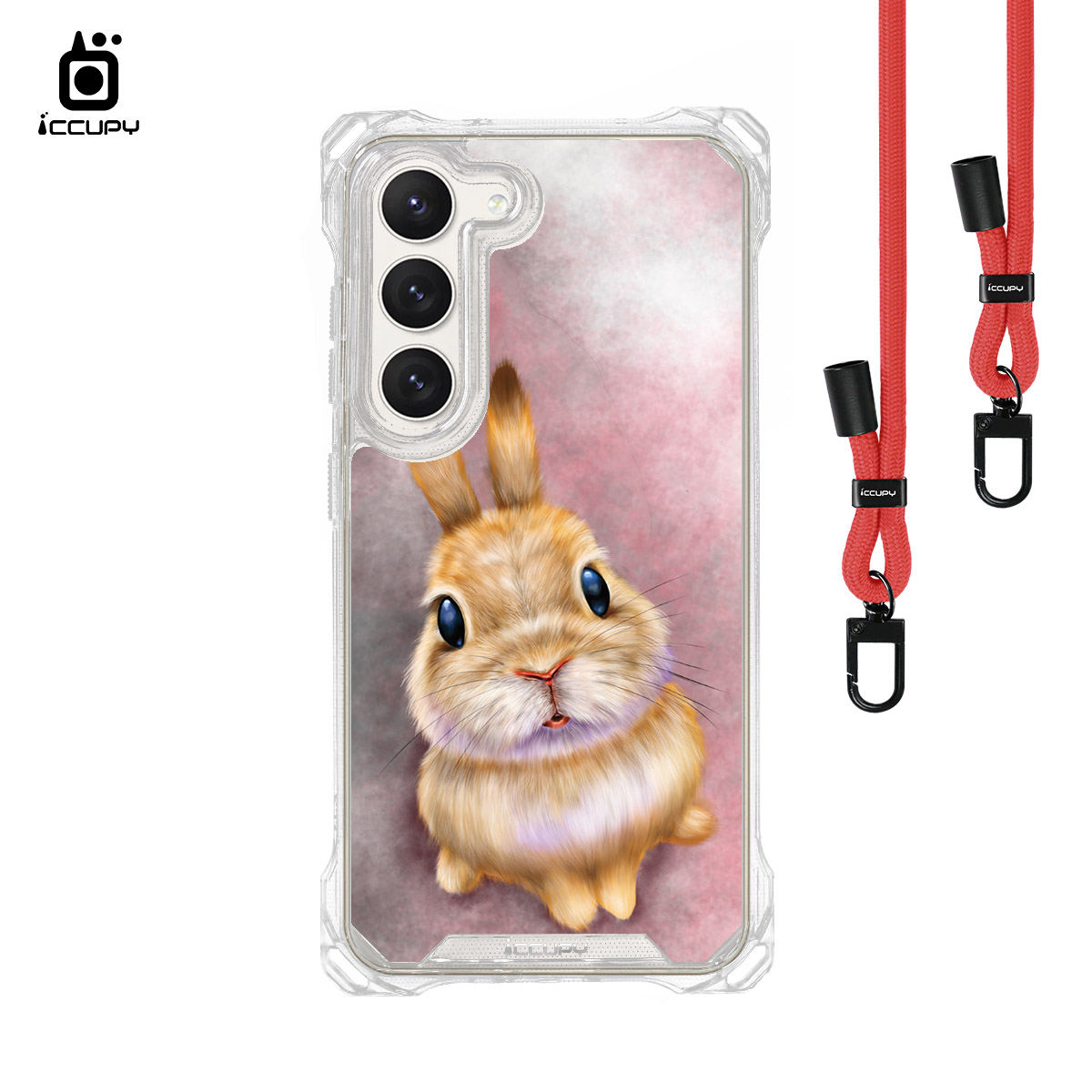 【Lin.mo里莫|RABBIT】iQ CASE角粒殼3.0背帶掛繩防摔殼 For Samsung S23-黑占iCCUPY