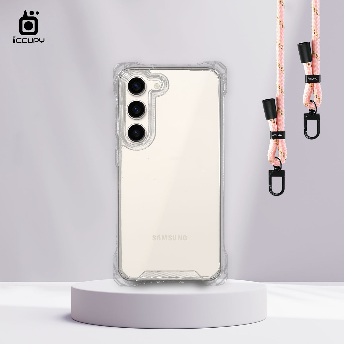 【透明】iQ CASE 角粒殼3.0背帶掛繩防摔殼 For SAMSUNG S23