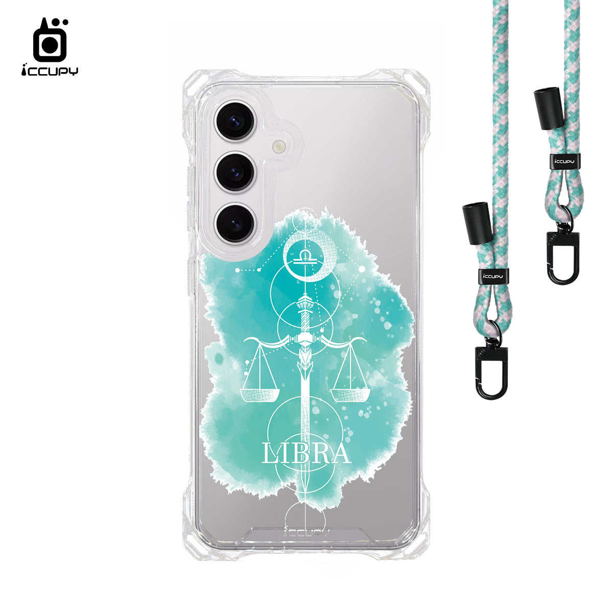 【蒼穹-天秤座】iQ CASE角粒殼3.0背帶掛繩防摔殼 For SAMSUNG S24 -黑占iCCUPY