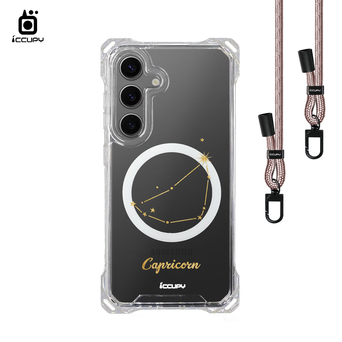 【星空-魔羯座】iQ CASE角粒殼3.0背帶掛繩防摔殼 (支援MagSafe) For SAMSUNG S24 -黑占iCCUPY