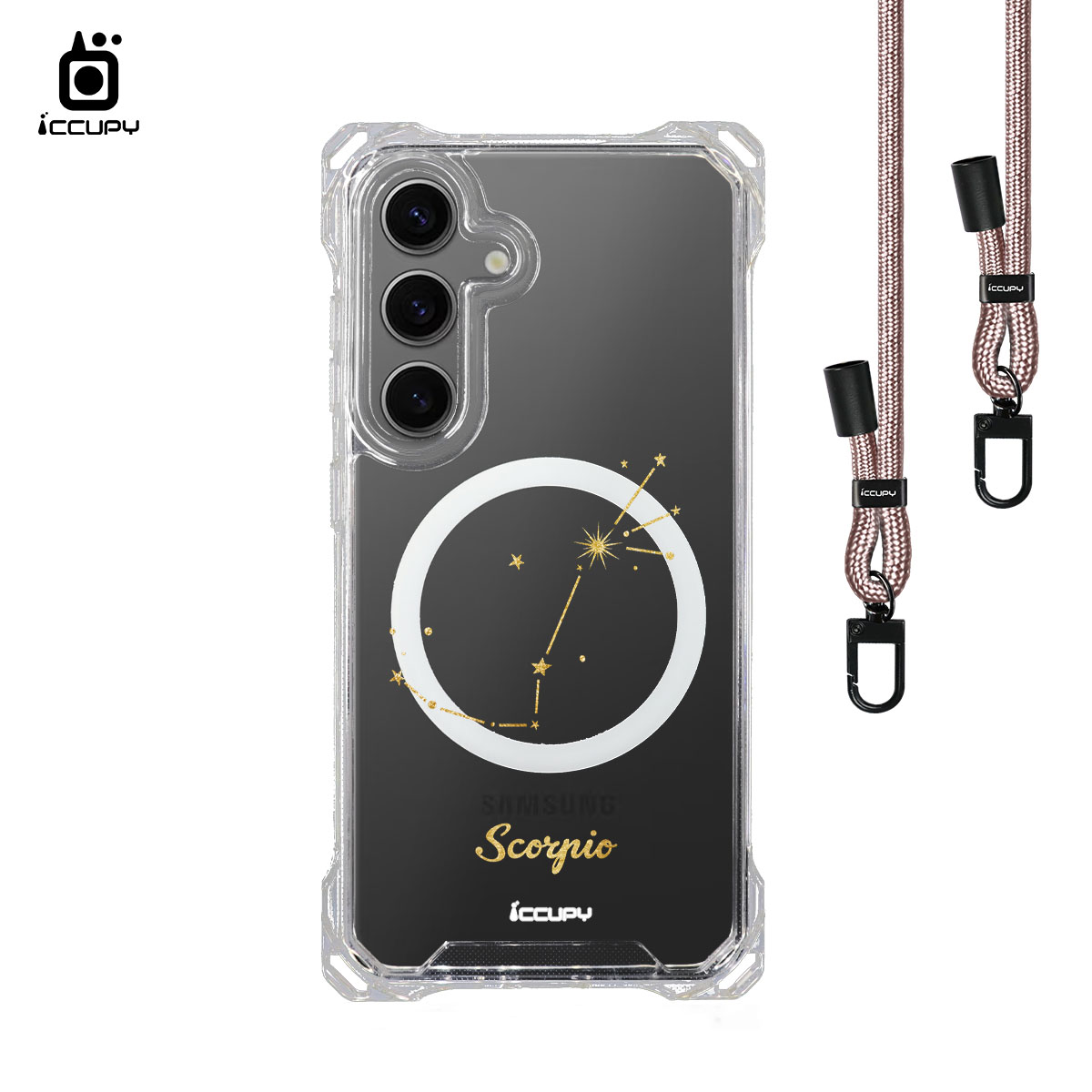 【星空-天蠍座】iQ CASE角粒殼3.0背帶掛繩防摔殼 (支援MagSafe) For SAMSUNG S24 PLUS -黑占iCCUPY